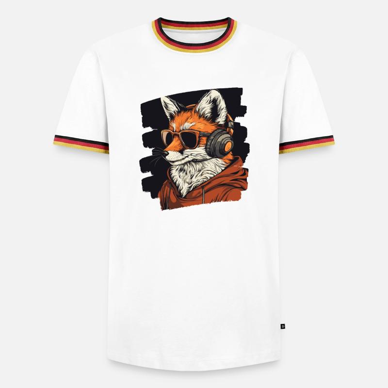 Fuchs Kopfhörer - Männer Kontrast-T-Shirt - Weiß/Dreifarbig