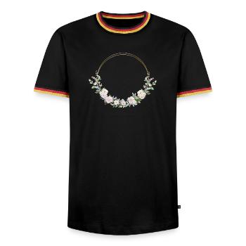 Frühlings-Kranz- personalisierbar - Männer Kontrast-T-Shirt - Schwarz/Dreifarbig - Vorne - AI Model Male 178 light (178cm) & AI Model Male 185 light (185cm)