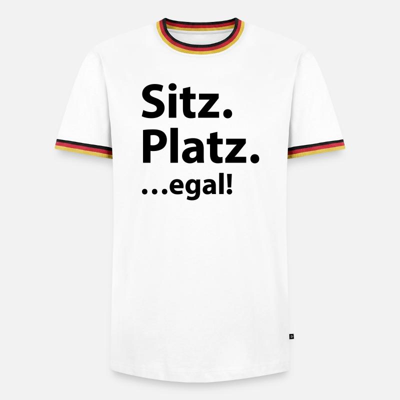 Sitz Platz egal - Männer Kontrast-T-Shirt - Weiß/Dreifarbig