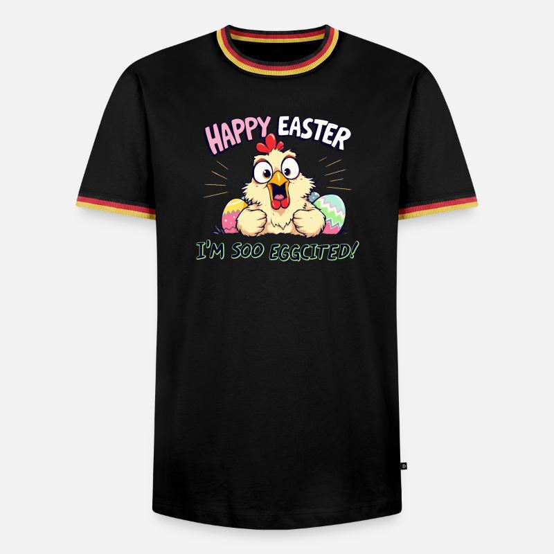 happy easter i am eggcited - Men's Ringer Shirt - black/tricolour