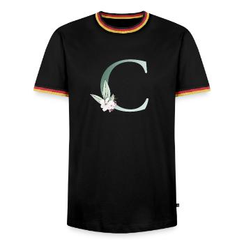 C Monogramm, Floral, personalisierbar - Männer Kontrast-T-Shirt - Schwarz/Dreifarbig - Vorne - AI Model Male 178 light (178cm) & AI Model Male 185 light (185cm)