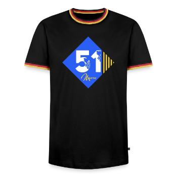 51 - Men's Ringer Shirt - black/tricolour - Front - AI Model Male 178 light (178cm) & AI Model Male 185 light (185cm)