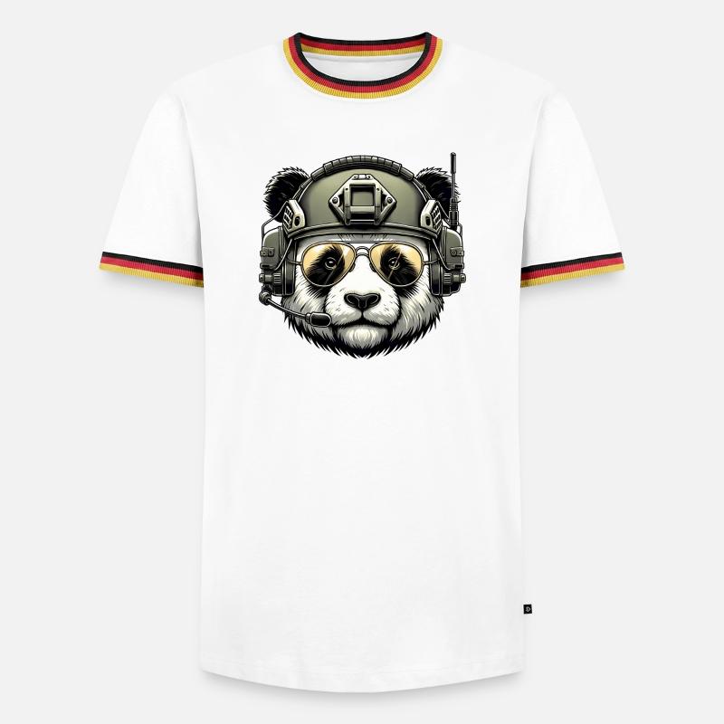 Panda Military Army Design - Men's Ringer Shirt - white/tricolour