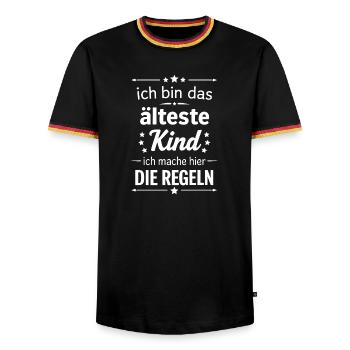 I'm the oldest child, make the rules here - Men's Ringer Shirt - black/tricolour - Front - AI Model Male 178 light (178cm) & AI Model Male 185 light (185cm)