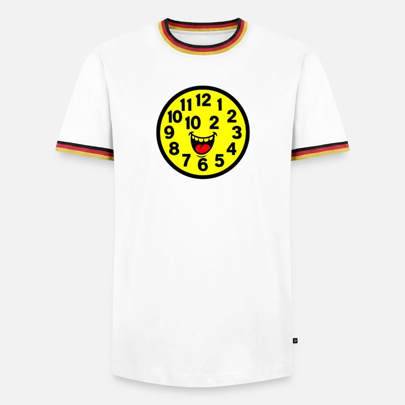 Cheerful Parodized Clock Design - Men's Ringer Shirt - white/tricolour