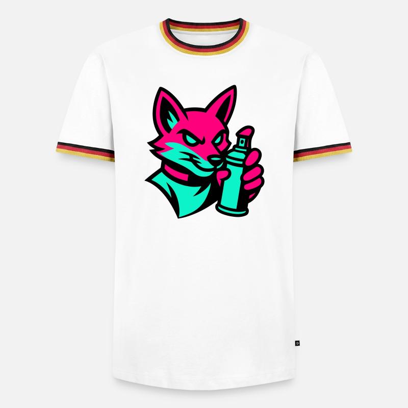 Graffiti Fuchs - Männer Kontrast-T-Shirt - Weiß/Dreifarbig