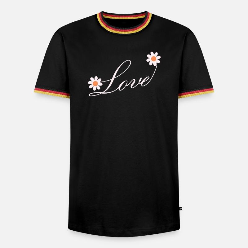 Floral Love Script Design - Men's Ringer Shirt - black/tricolour