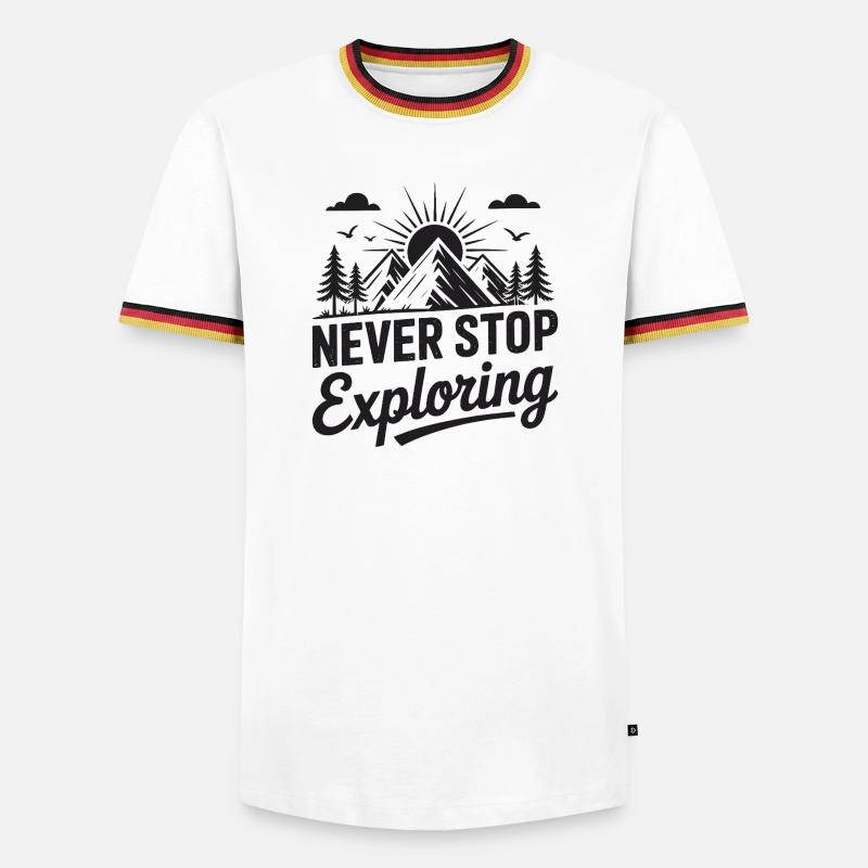 Mountains - Never Stop Exploring - Men's Ringer Shirt - white/tricolour