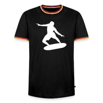 Surfer Silhouette Surfing Minimalist - Men's Ringer Shirt - black/tricolour - Front - AI Model Male 178 light (178cm) & AI Model Male 185 light (185cm)