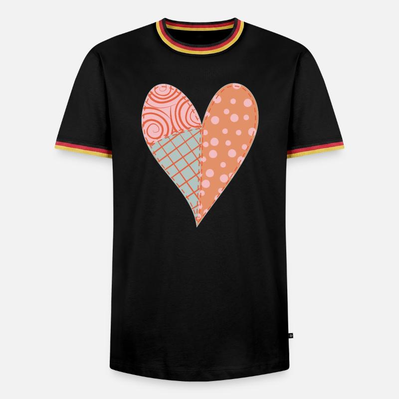 Patchwork Heart No4 - Men's Ringer Shirt - black/tricolour