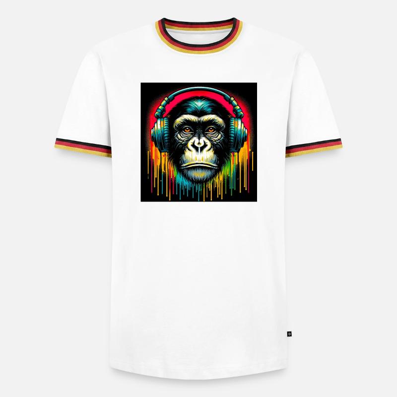 Schimpansen-Affe - Männer Kontrast-T-Shirt - Weiß/Dreifarbig