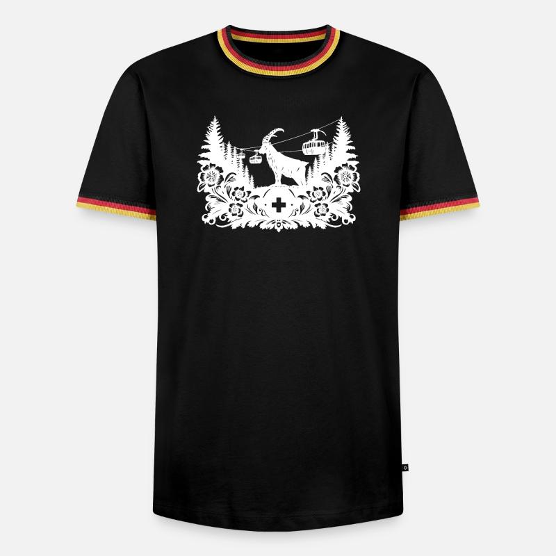 Steinbock_1_white_ - Männer Kontrast-T-Shirt - Schwarz/Dreifarbig