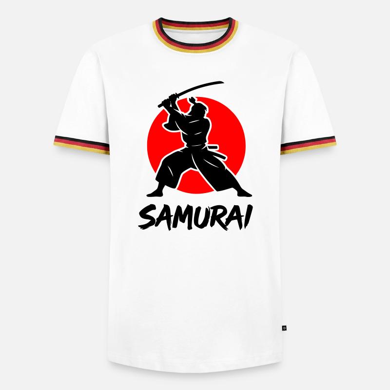 Samurai - Männer Kontrast-T-Shirt - Weiß/Dreifarbig
