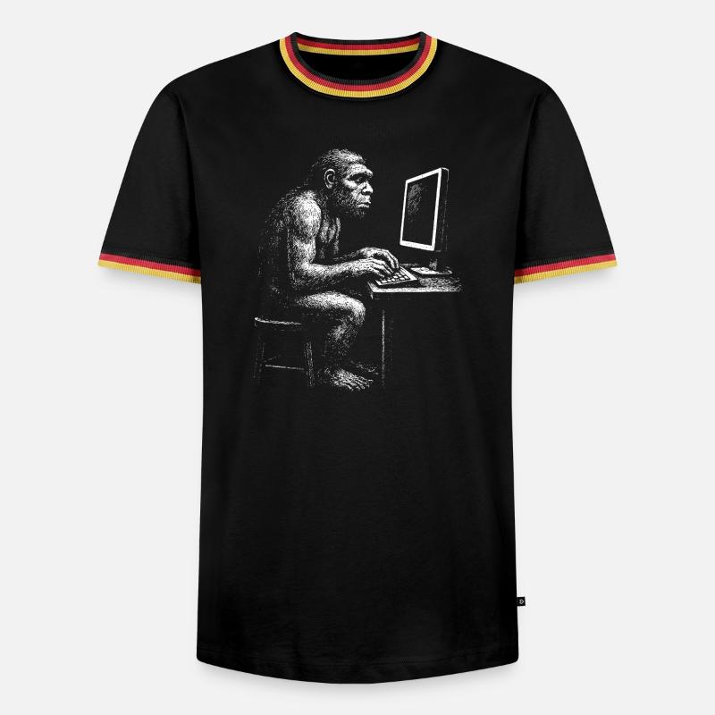 Digital Coder Homo Erectus Geschenk - Männer Kontrast-T-Shirt - Schwarz/Dreifarbig
