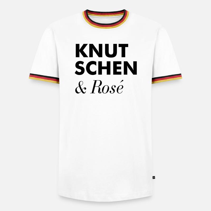 Knutschen Rosé Sommer Tshirt - Männer Kontrast-T-Shirt - Weiß/Dreifarbig