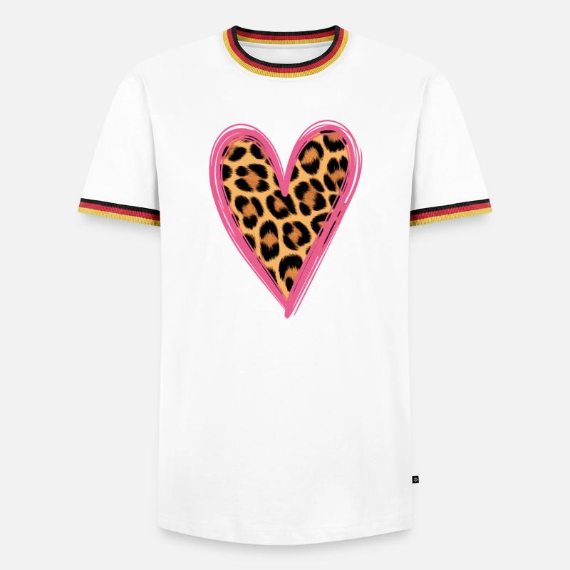 Leopard Pattern Heart Design - Men's Ringer Shirt - white/tricolour