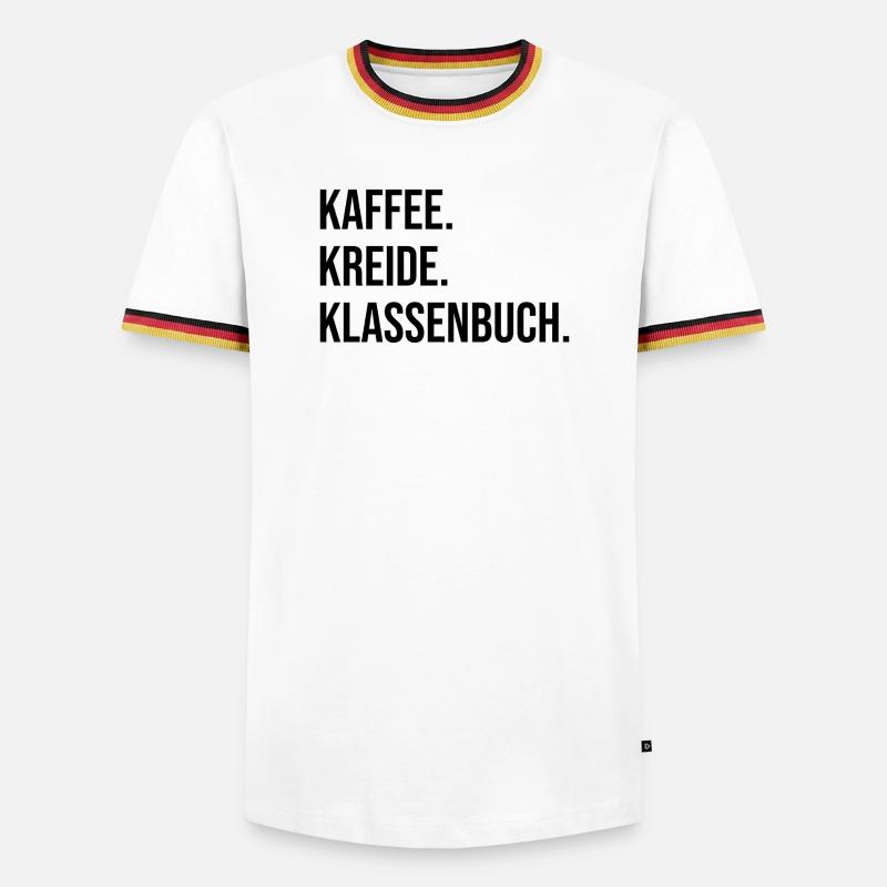 Coffee. Chalk. Class register. - Men's Ringer Shirt - white/tricolour