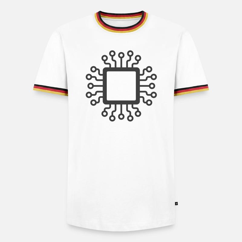 Microchip Circuit Icon Logo - Men's Ringer Shirt - white/tricolour