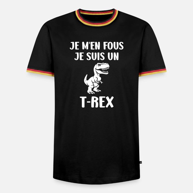 T-Rex Humorous Expression - Men's Ringer Shirt - black/tricolour