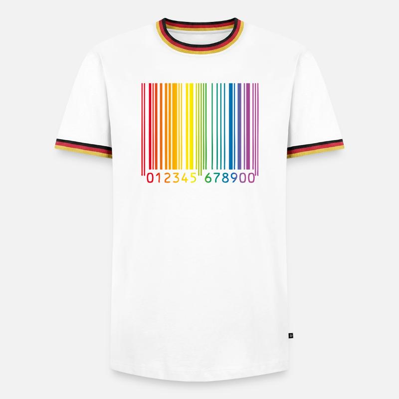 Schwuler Barcode - Männer Kontrast-T-Shirt - Weiß/Dreifarbig