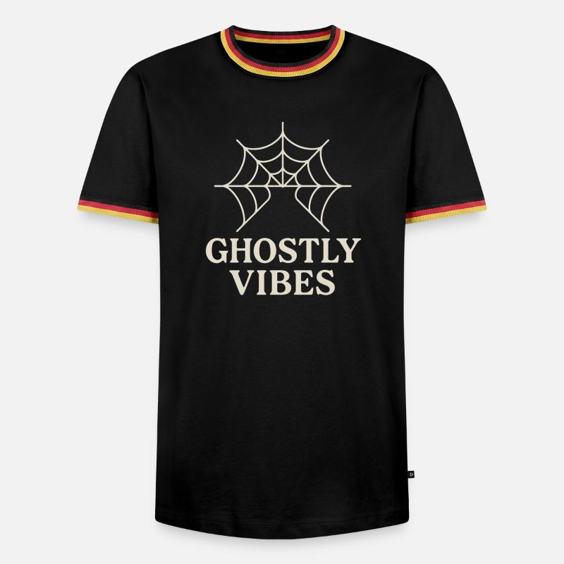 Spider web design with ghostly vibes - Men's Ringer Shirt - black/tricolour