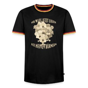 Chickens Saying - Men's Ringer Shirt - black/tricolour - Front - AI Model Male 178 light (178cm) & AI Model Male 185 light (185cm)