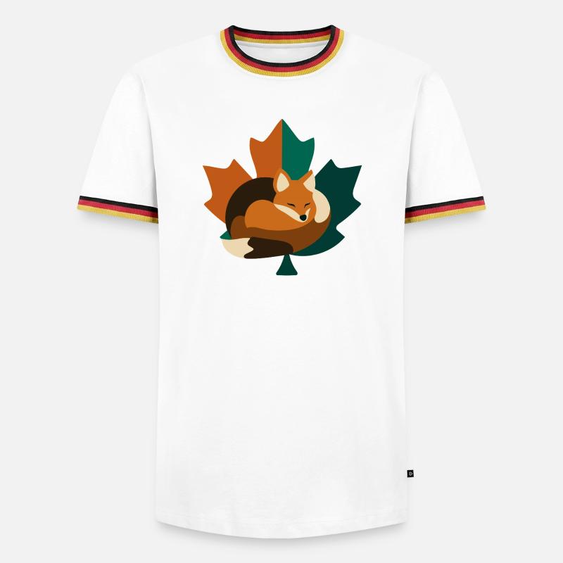 Fox in maple leaf design. - Men's Ringer Shirt - white/tricolour
