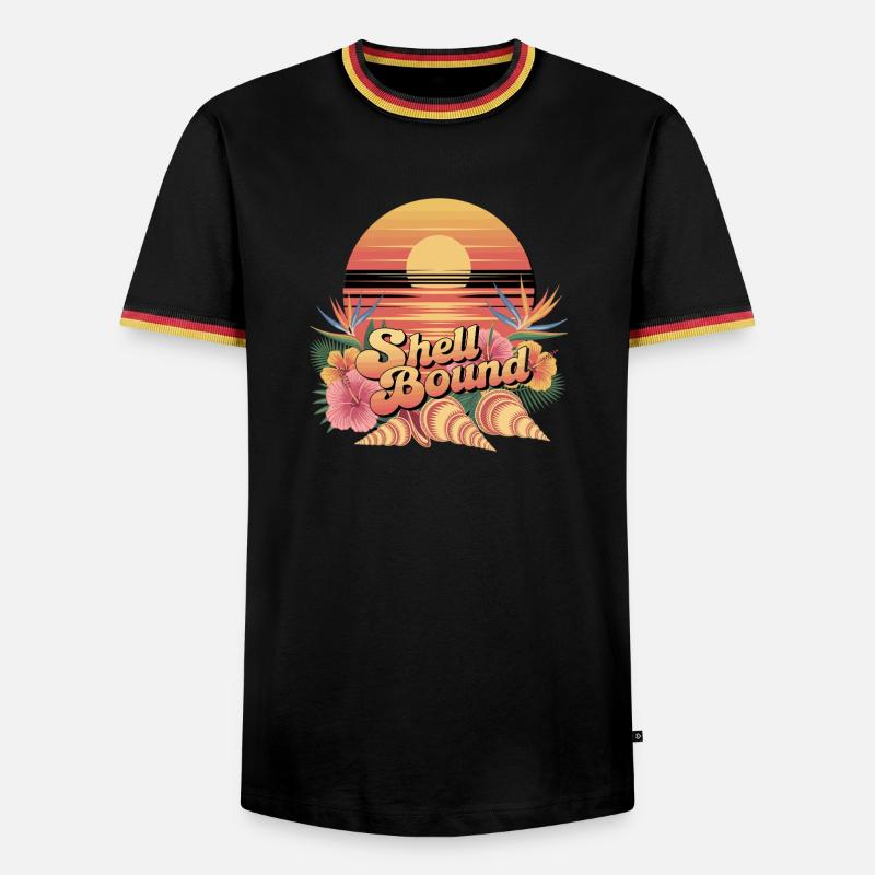 Shell Bound Tropical Sunset Landscape - Men's Ringer Shirt - white/tricolour