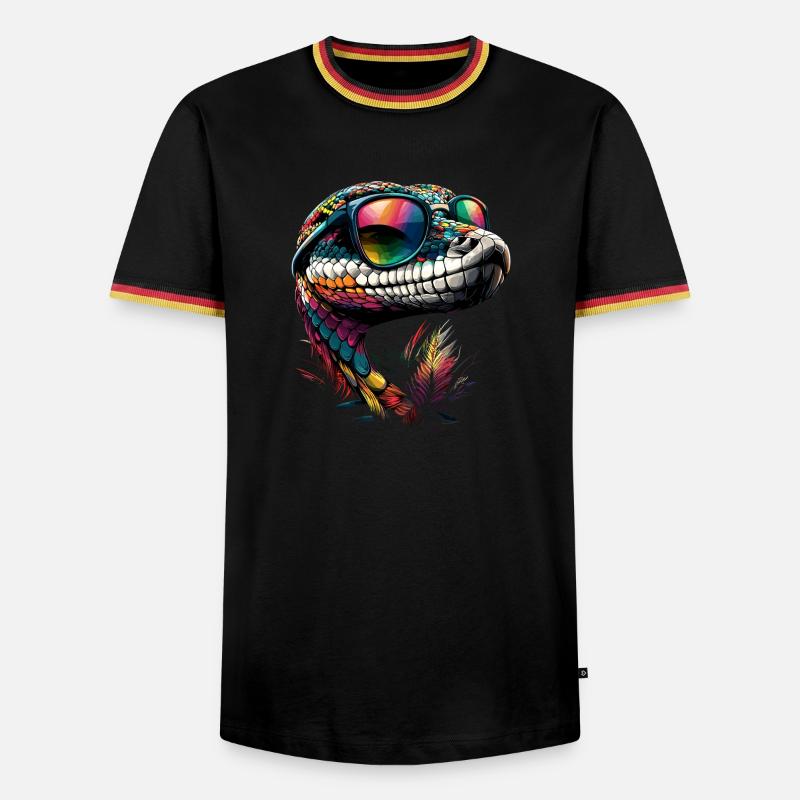 Schlange Python Kobra Klapperschlange Schlangen - Männer Kontrast-T-Shirt - Schwarz/Dreifarbig