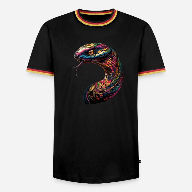 Schlange Python Kobra Klapperschlange Schlangen - Männer Kontrast-T-Shirt - Schwarz/Dreifarbig