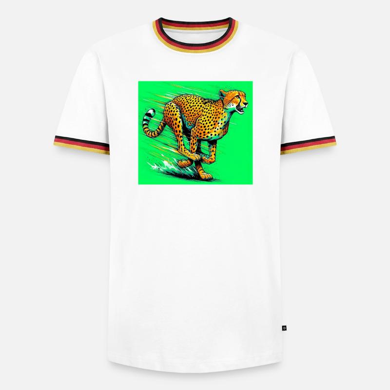Gepard - Männer Kontrast-T-Shirt - Weiß/Dreifarbig