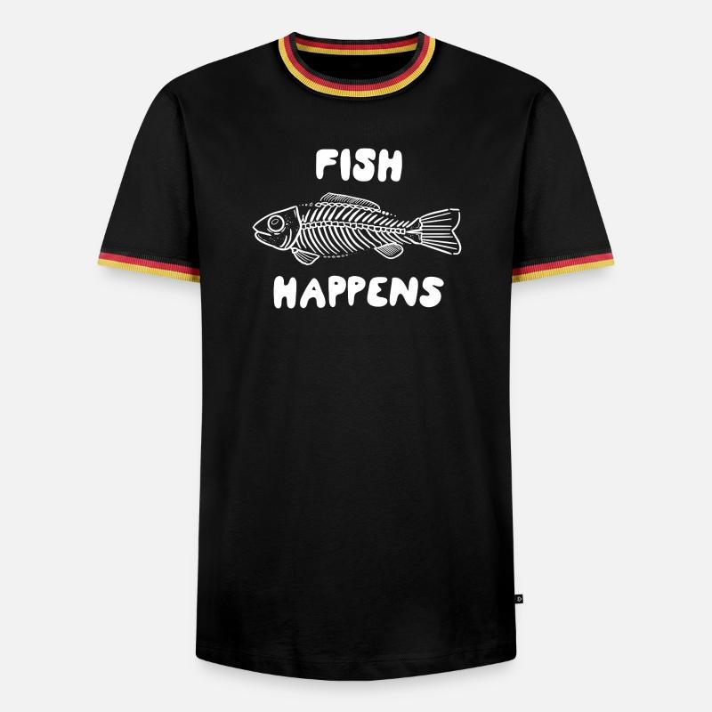 Fish Happens – Funny Fish Skeleton Design - Männer Kontrast-T-Shirt - Schwarz/Dreifarbig