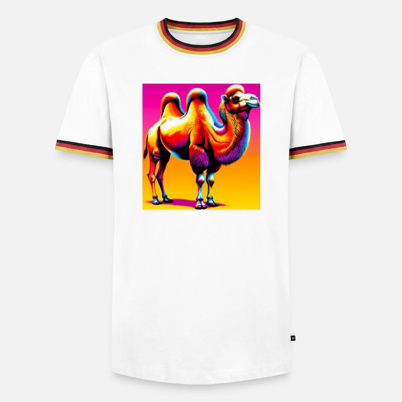 Kamel - Männer Kontrast-T-Shirt - Weiß/Dreifarbig