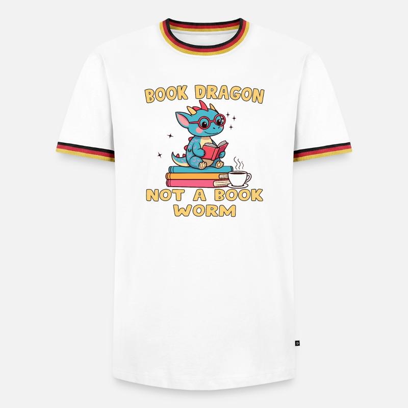 Drache Bibliophile Eule - Männer Kontrast-T-Shirt - Weiß/Dreifarbig