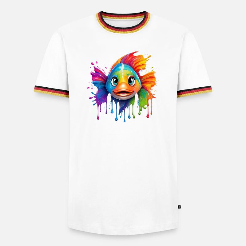 Buntfisch mit Farbexplosion - Männer Kontrast-T-Shirt - Weiß/Dreifarbig