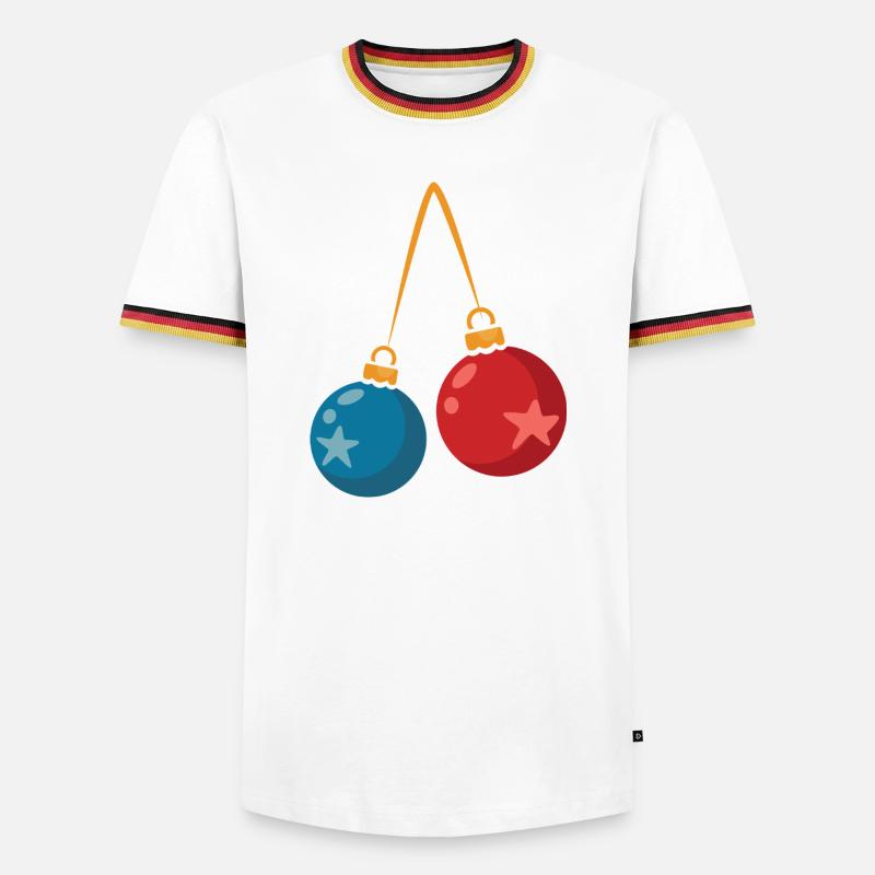Bunte Weihnachtskugeln Deko Design - Männer Kontrast-T-Shirt - Weiß/Dreifarbig