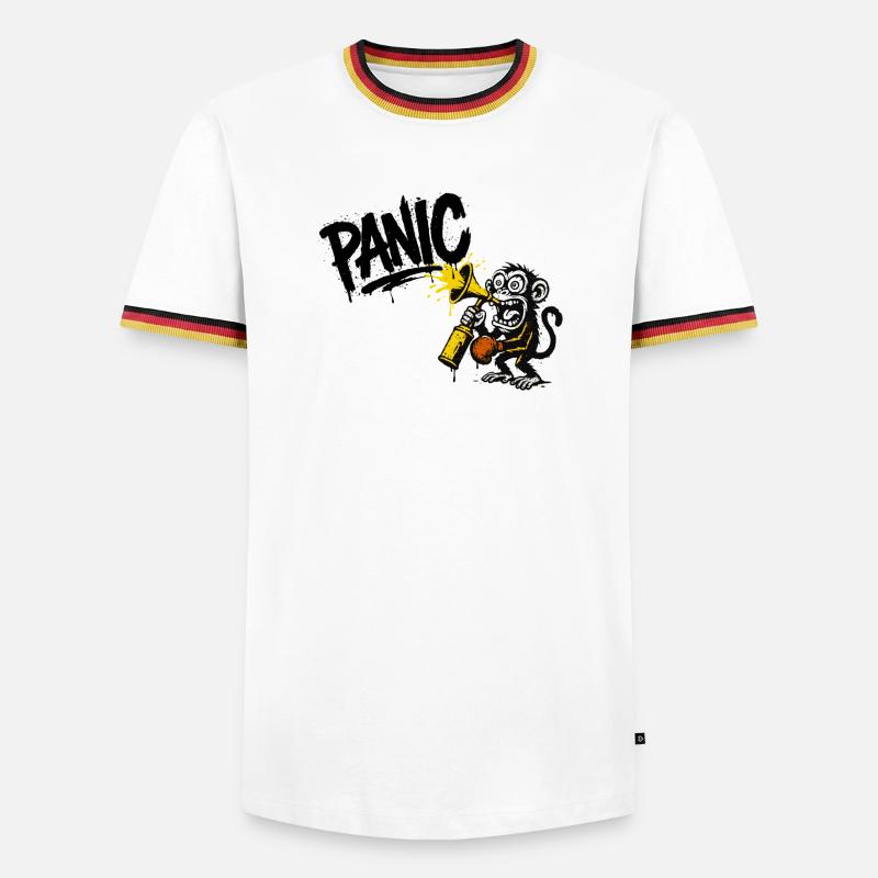 Expressive monkey with megaphone - Men's Ringer Shirt - white/tricolour