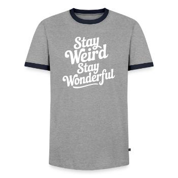 Stay Weird Stay Wonderful - Männer Kontrast-T-Shirt - Grau/Navy  - Vorne - AI Model Female 172 light (172cm) & AI Model Male 178 light (178cm)