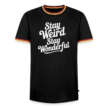 Stay Weird Stay Wonderful - Männer Kontrast-T-Shirt - Schwarz/Dreifarbig - Vorne - AI Model Male 178 light (178cm) & AI Model Male 185 light (185cm)