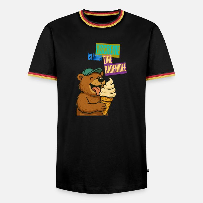 Bär Eiscreme Comic - Men's Ringer Shirt - black/tricolour
