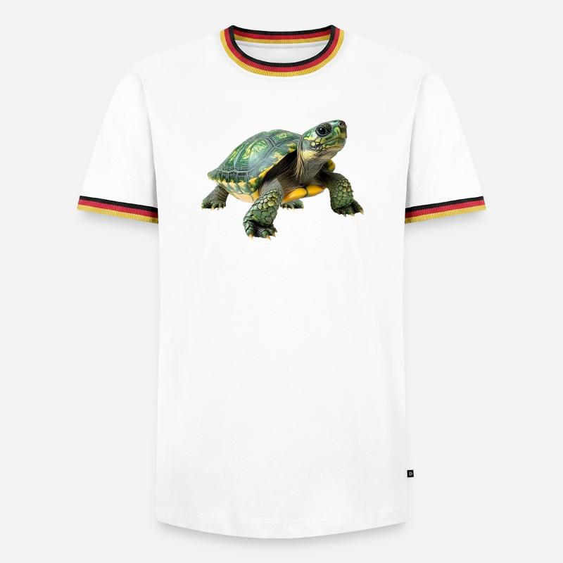 Green Yellow Turtle Pattern - Men's Ringer Shirt - white/tricolour