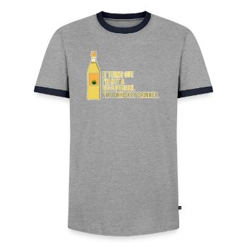 Whiskey Saying Whiskey Drinker Whiskey Lovers - Men's Ringer Shirt - grey/navy  - Front - AI Model Female 172 light (172cm) & AI Model Male 178 light (178cm)
