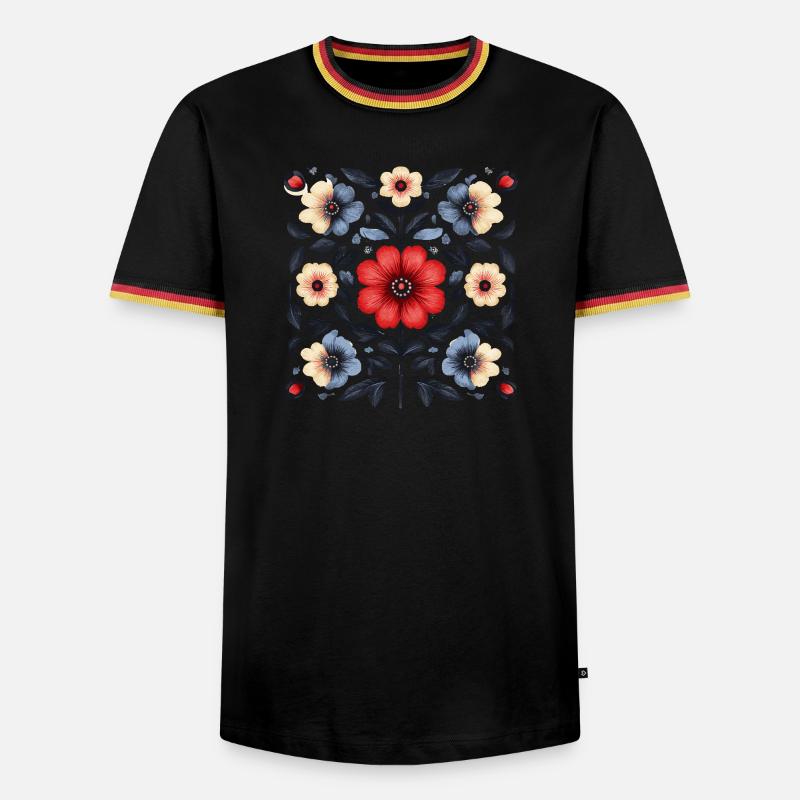 Nordic floral pattern - Men's Ringer Shirt - white/tricolour
