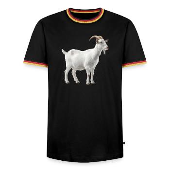Weiße Bergziege Portrait - Männer Kontrast-T-Shirt - Schwarz/Dreifarbig - Vorne - AI Model Male 178 light (178cm) & AI Model Male 185 light (185cm)