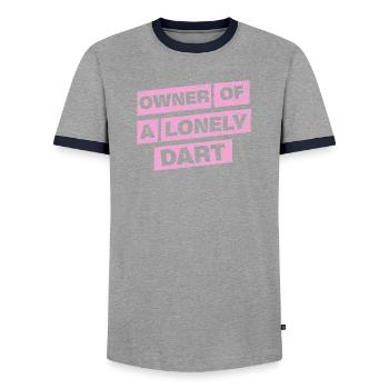 Darts Shirt Hoodie Owner of a lonely Dart - Men's Ringer Shirt - grey/navy  - Front - AI Model Female 172 light (172cm) & AI Model Male 178 light (178cm)