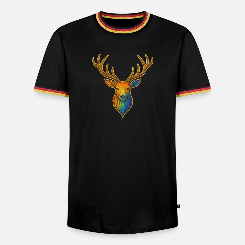 Rainbow deer with gold frame - Men's Ringer Shirt - white/tricolour