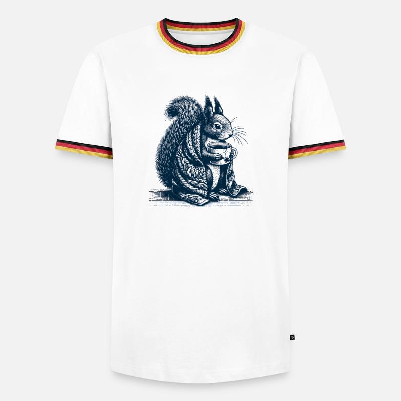 Eichhörnchen mit Tee - Männer Kontrast-T-Shirt - Weiß/Dreifarbig