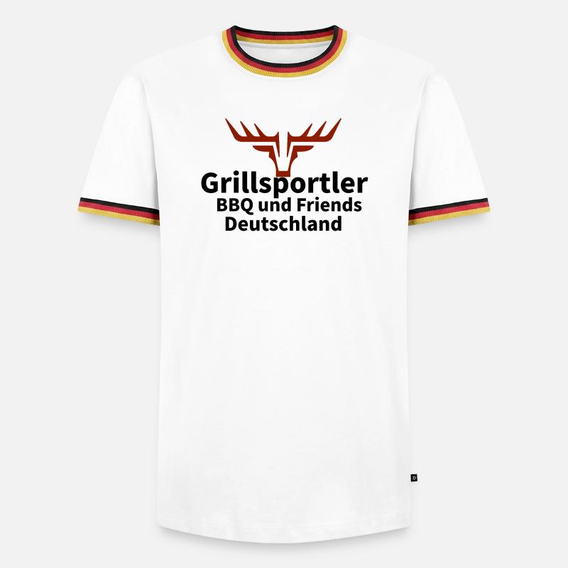 Deer Head Silhouette Rust - Men's Ringer Shirt - white/tricolour