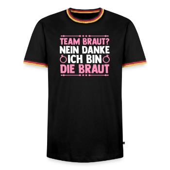 Bachelor Party Team Bride Hen Party - Men's Ringer Shirt - black/tricolour - Front - AI Model Male 178 light (178cm) & AI Model Male 185 light (185cm)