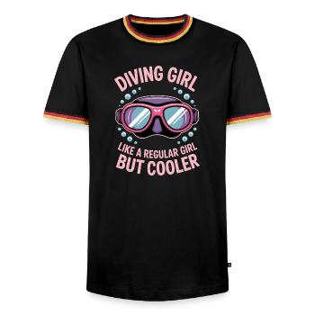 Diving Saying Girl Funny Diving Gift - Men's Ringer Shirt - black/tricolour - Front - AI Model Male 178 light (178cm) & AI Model Male 185 light (185cm)